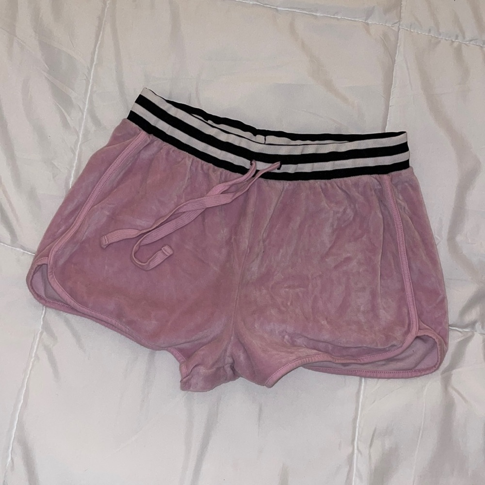 Pink velour shorts